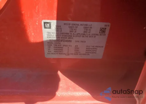 2015 GMC Sierra K1500 Sle z USA, uszkodzony, nr VIN 1GTV2UEC4FZ346955